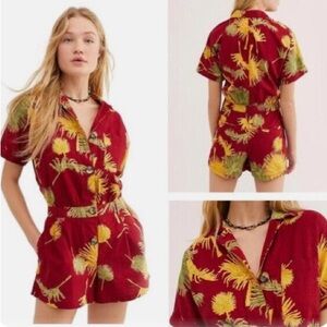 Free People Hawaiian Print Malibu Romper Tropical